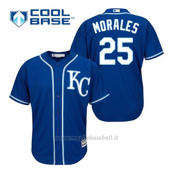 Maglia Baseball Uomo Kansas City Royals Kendrys Morales 25 Blu Alterner Cool Base